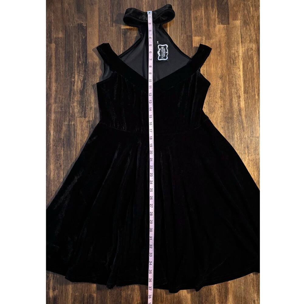 Killstar Size XL Dress Velvet Stretch Fit Flare Sleeveless Halter Collar Gothic - Picture 10 of 10